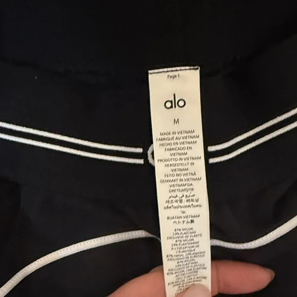 ALO Black Leggings with White Trim - Picture 2 of 4